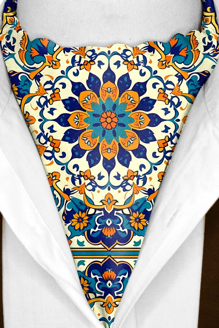 Black Wolf - ARABESQUE VINTAGE ELEGANT SILK ASCOT - Off White - 1 Piece