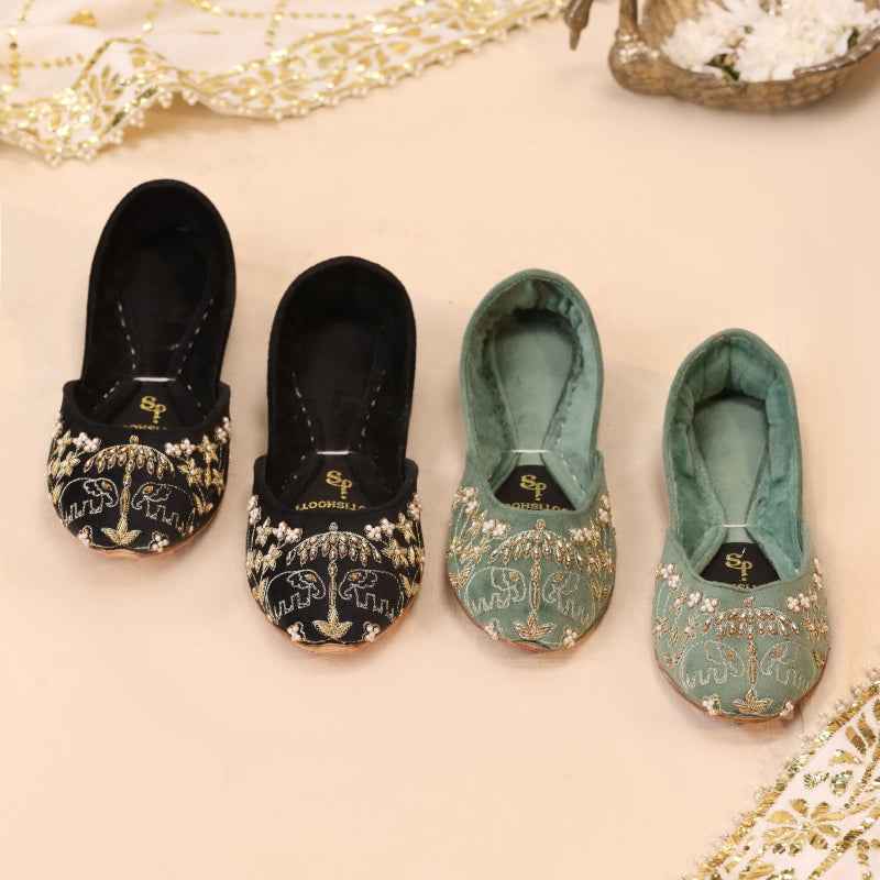 JootiShooti - Minty Magic (Black) Khussa For Women