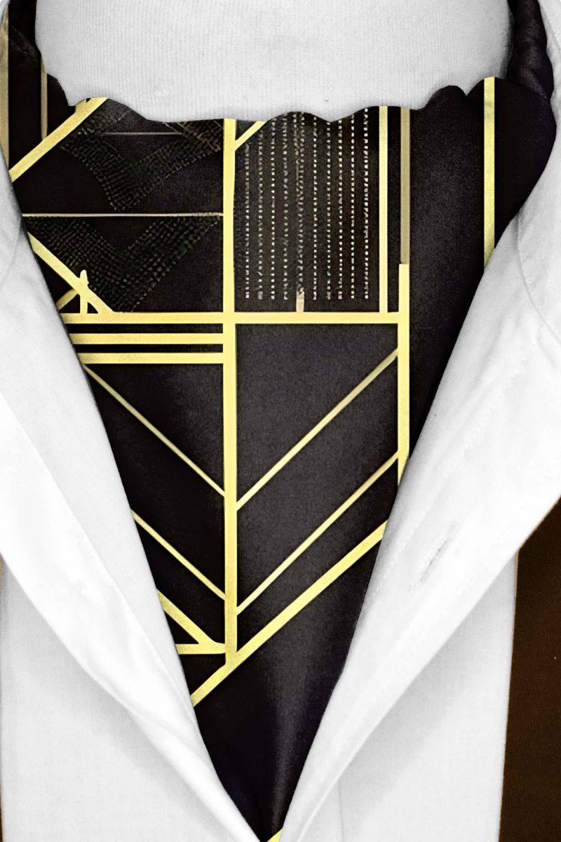 Black Wolf - CHIC GOLDEN SILK ASCOT - Black - 1 Piece