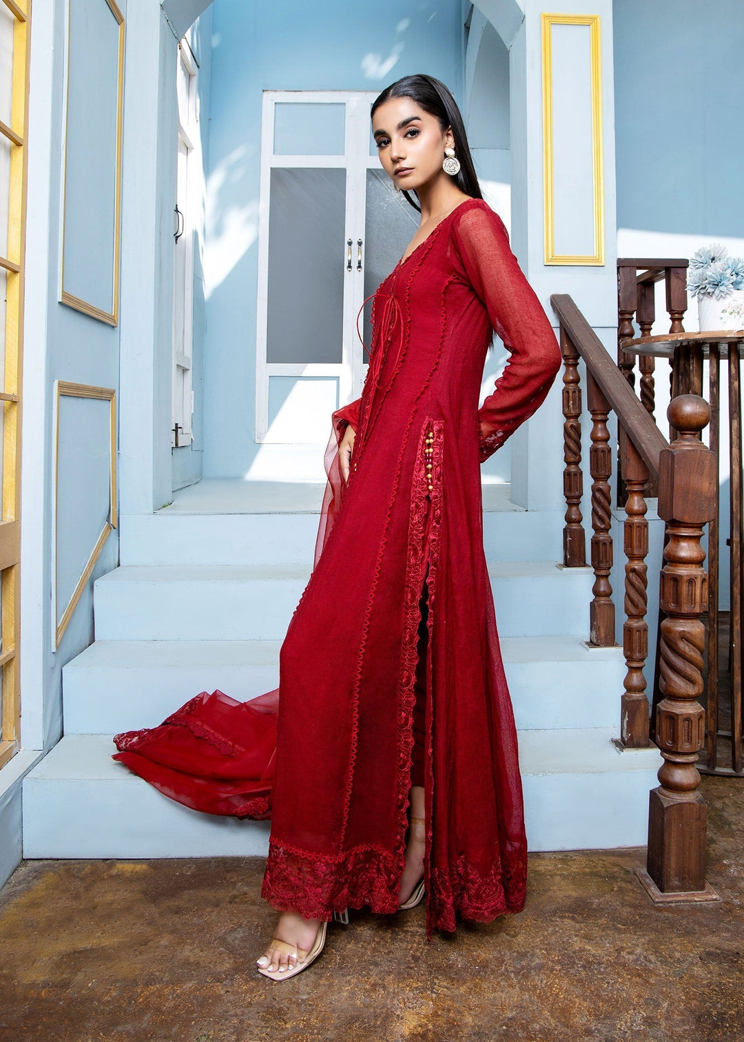 Laleen Mehrgul Pishwas Red 3 Piece