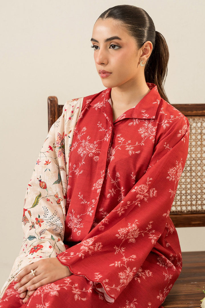 Cross Stitch - Ochre Silk - 3 Piece -  Khaddar Printed Suit - Unstitch