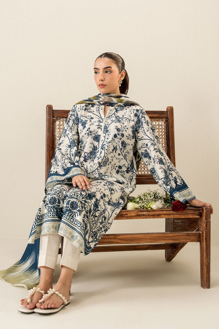 Cross Stitch - Beige Verve - 3 Piece -  Khaddar Printed Suit - Unstitch