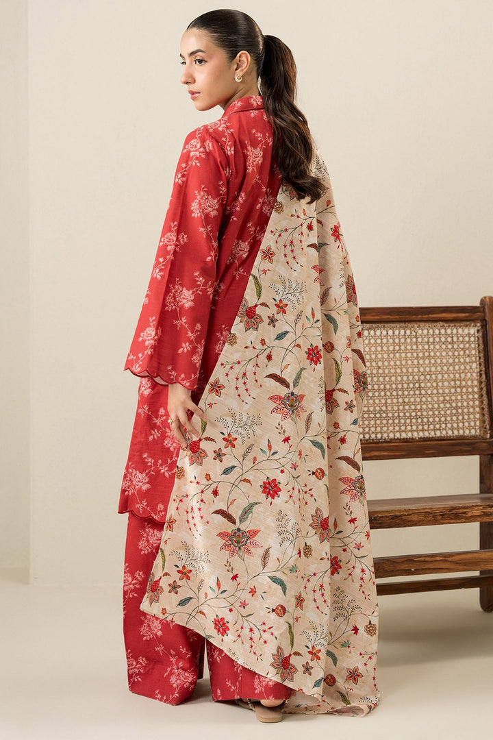 Cross Stitch - Ochre Silk - 3 Piece -  Khaddar Printed Suit - Unstitch