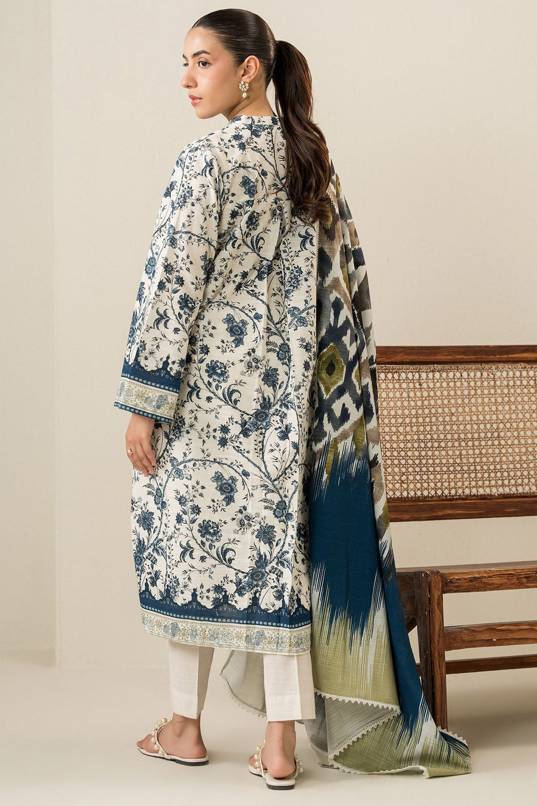 Cross Stitch - Beige Verve - 3 Piece -  Khaddar Printed Suit - Unstitch