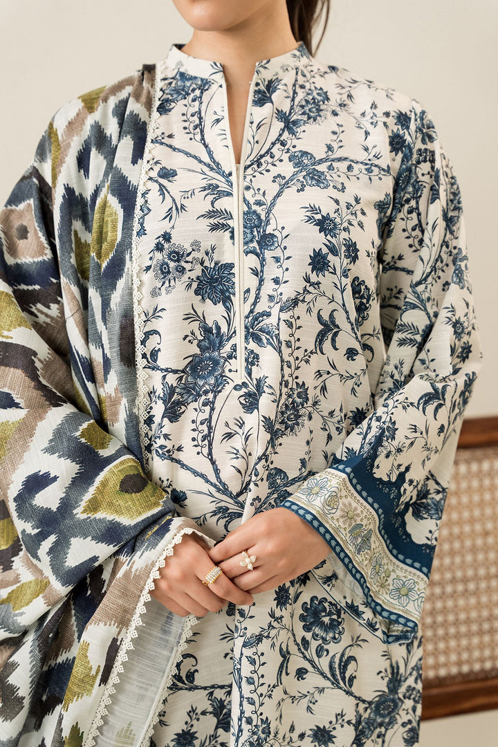 Cross Stitch - Beige Verve - 3 Piece -  Khaddar Printed Suit - Unstitch