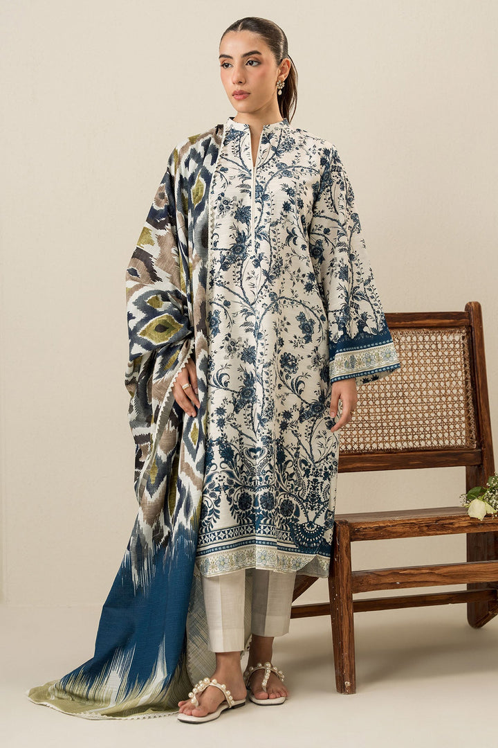 Cross Stitch - Beige Verve - 3 Piece -  Khaddar Printed Suit - Unstitch