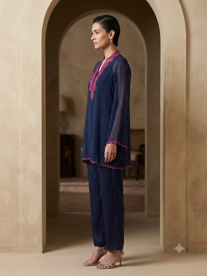 Maheen Khan - Shabnam Co-ord set Navy 2 Piece