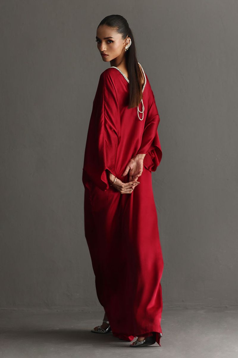 Deepak Perwani - Drs1137 - Charmeuse - Wine Red - 1 Piece