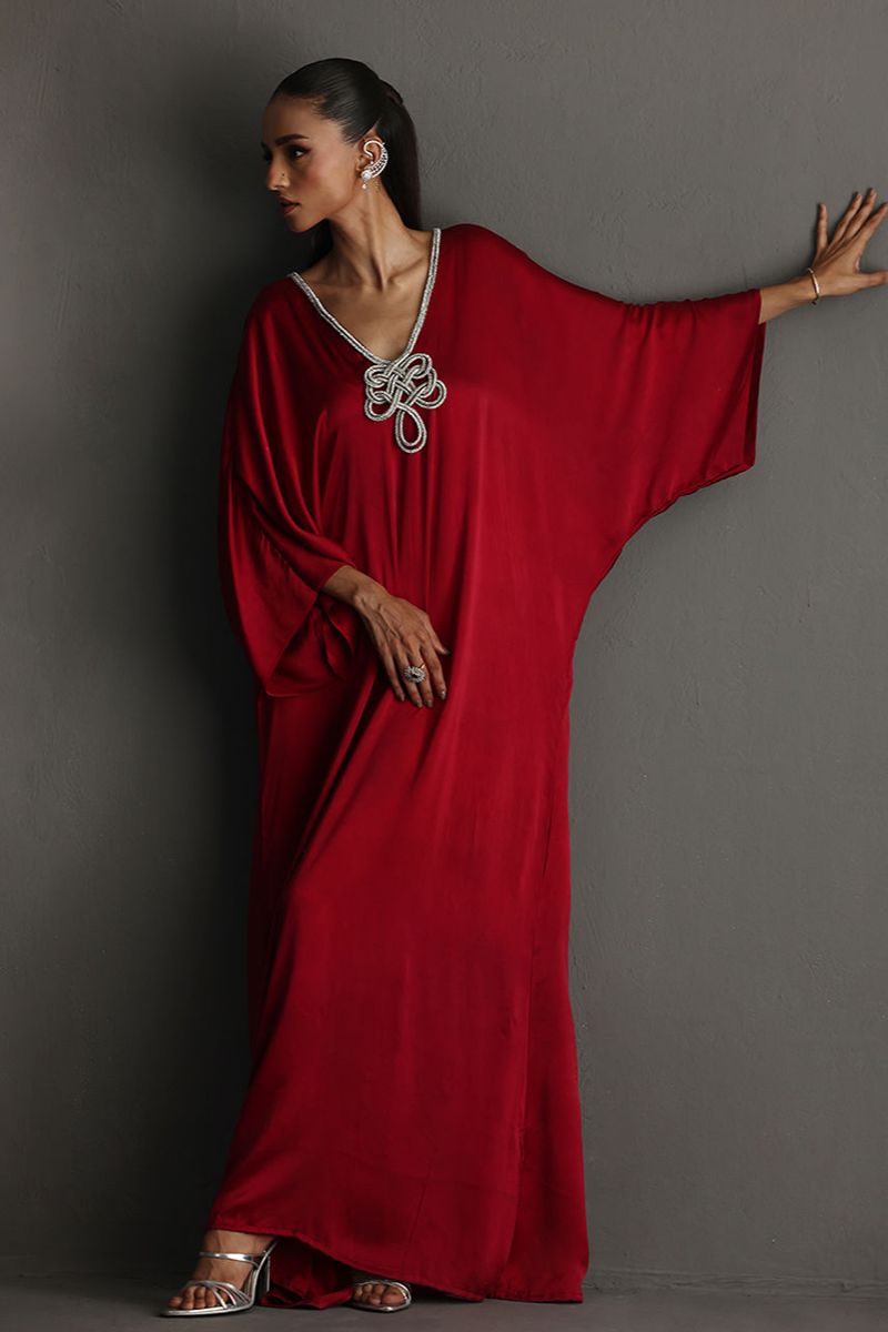 Deepak Perwani - Drs1137 - Charmeuse - Wine Red - 1 Piece