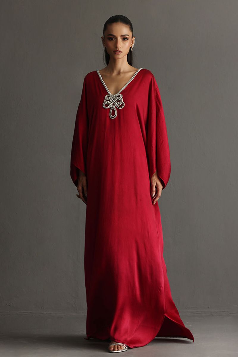 Deepak Perwani - Drs1137 - Charmeuse - Wine Red - 1 Piece