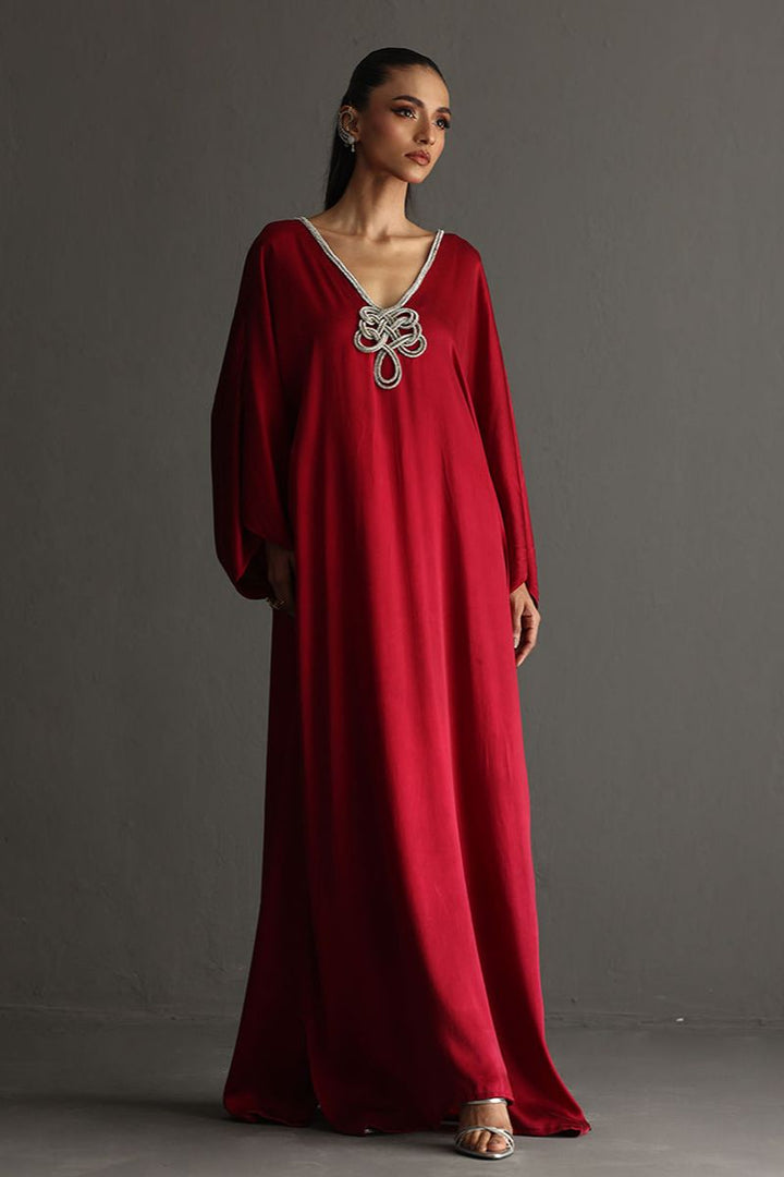 Deepak Perwani - Drs1137 - Charmeuse - Wine Red - 1 Piece