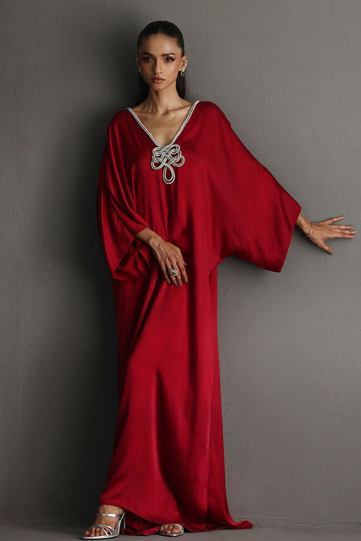 Deepak Perwani - Drs1137 - Charmeuse - Wine Red - 1 Piece