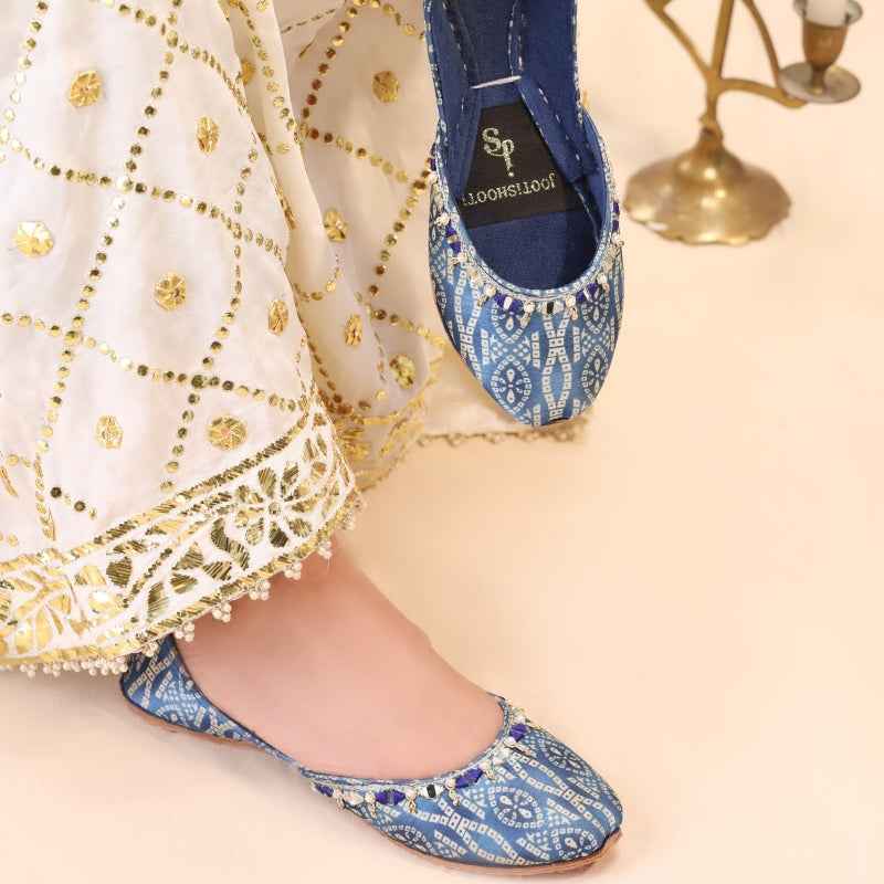 JootiShooti - Bandhani Cobalt Khussa For Women