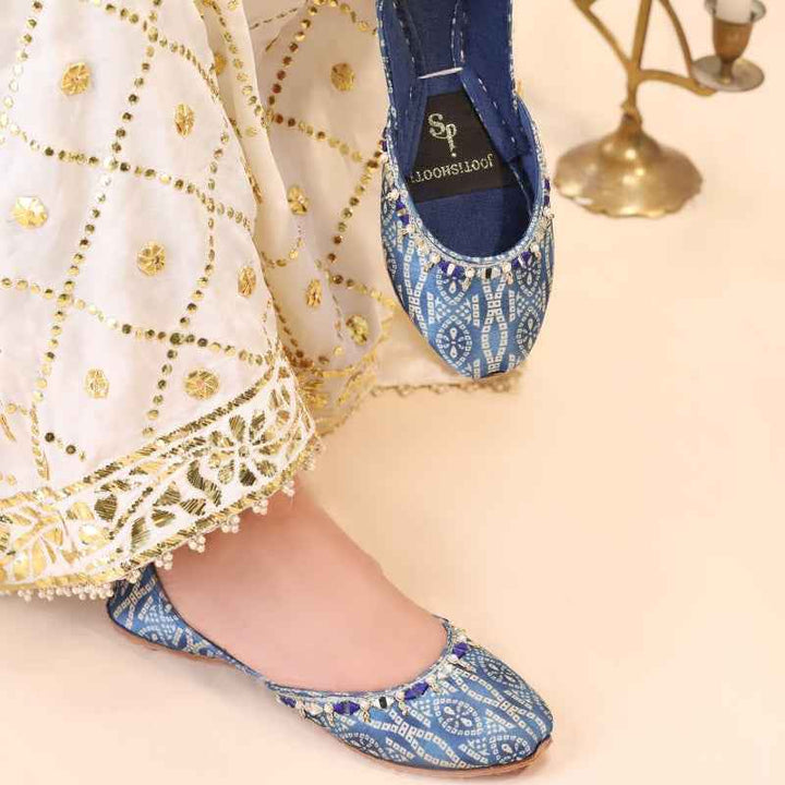 JootiShooti - Bandhani Cobalt Khussa For Women