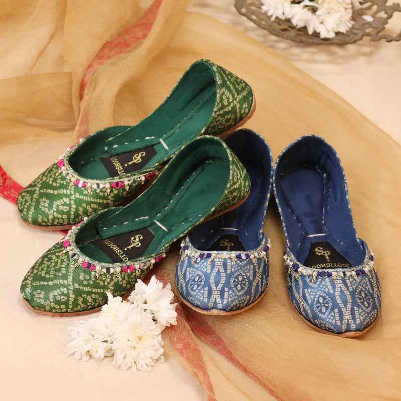 JootiShooti - Bandhani Emerald Khussa For Women