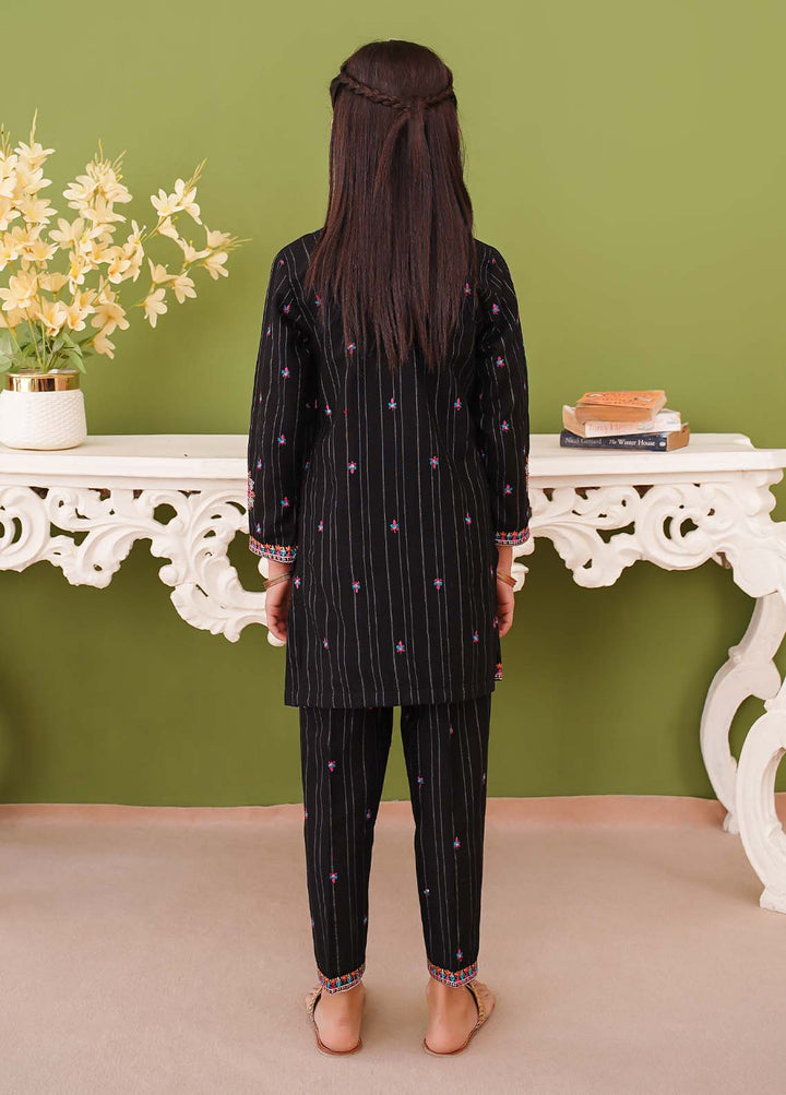 Modest - Embroidered Black Khaddar Suit For Girl - 3 Piece