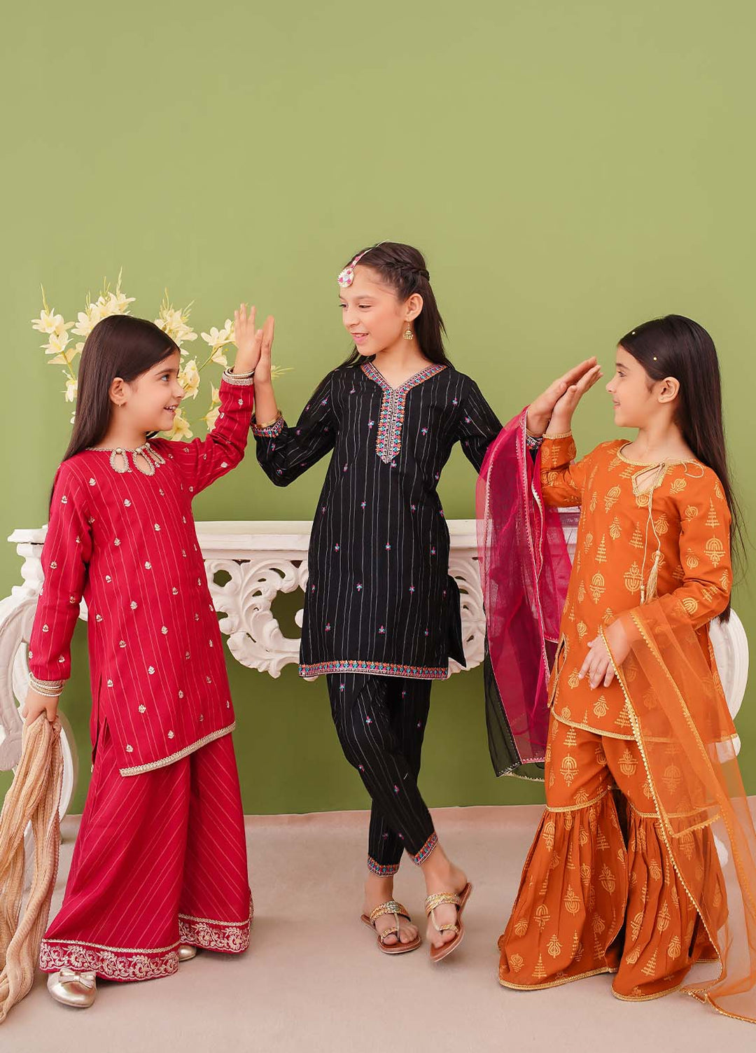 Modest - Embroidered Black Khaddar Suit For Girl - 3 Piece