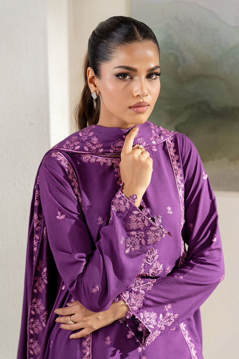 Cross Stitch - Purple Hue Linen Suit For Women - Purple - 2 Piece
