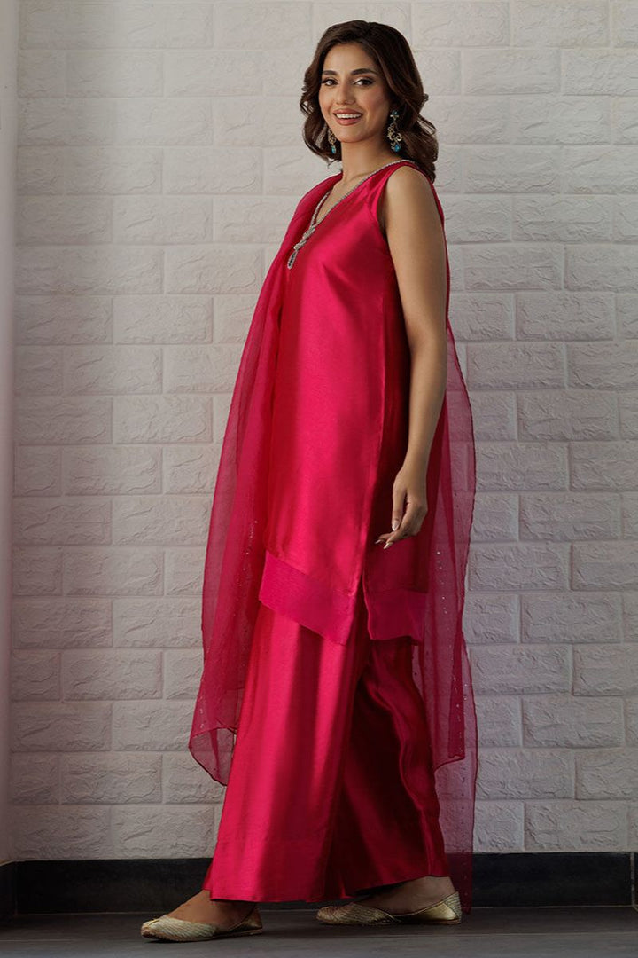 Deepak Perwani - Fuchsia Love - Sheesha Silk - Fuchsia Pink - 2 Piece