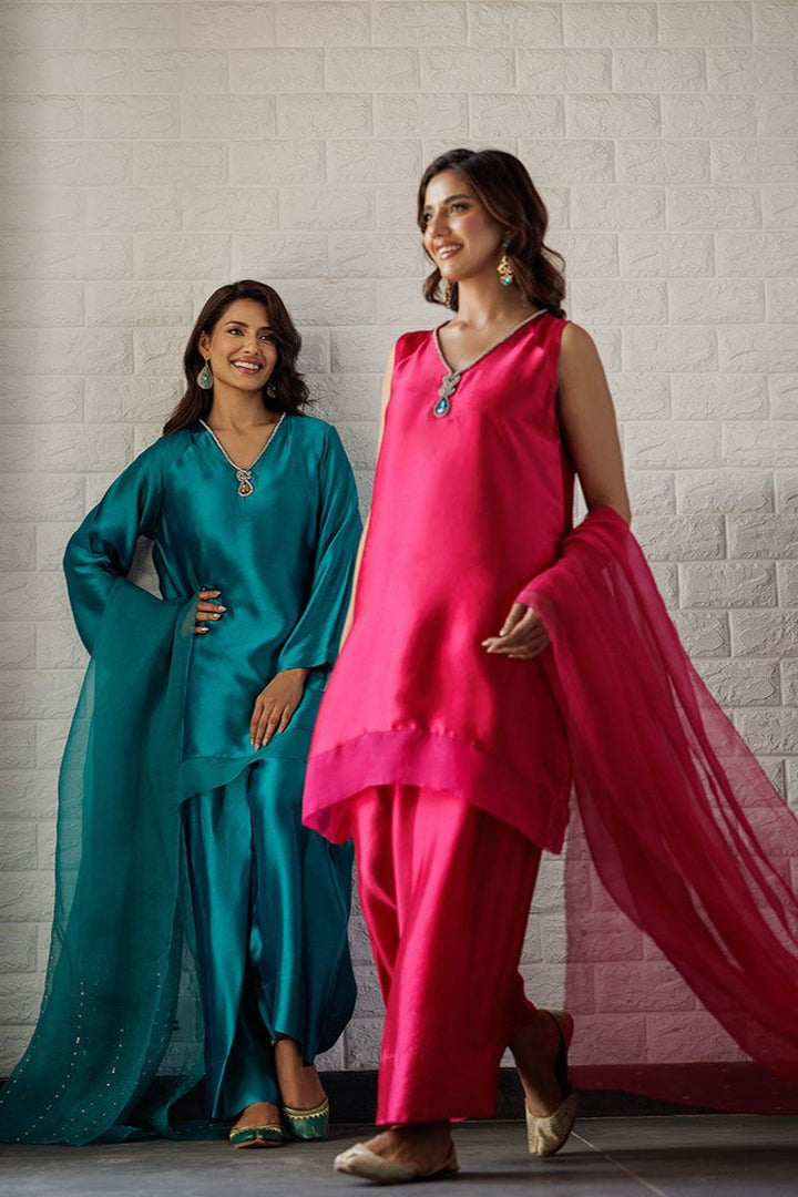 Deepak Perwani - Fuchsia Love - Sheesha Silk - Fuchsia Pink - 2 Piece