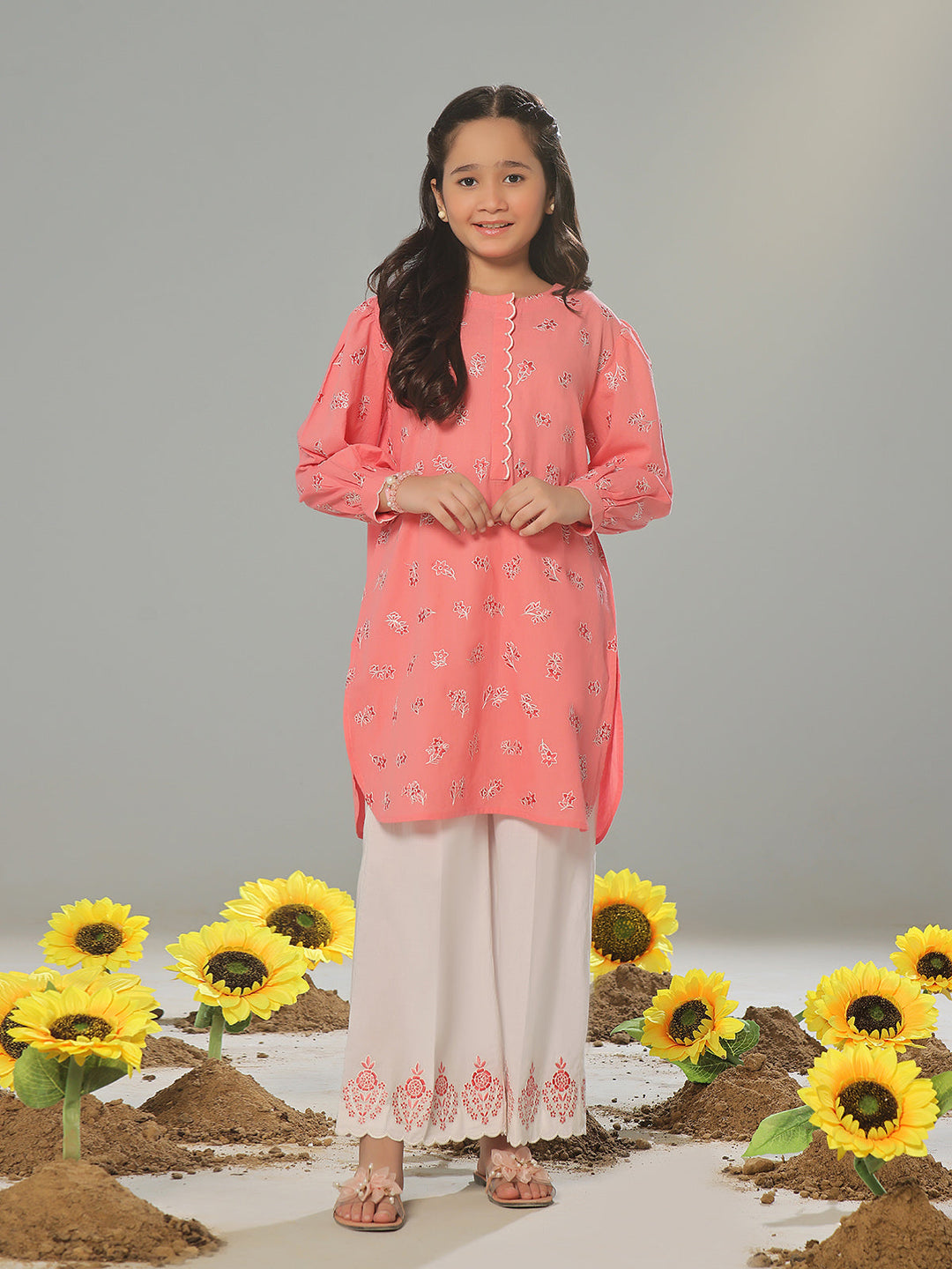 Oaks - Embroidered Pret Shirt Trouser Dobby Light Pink  - 2 Piece
