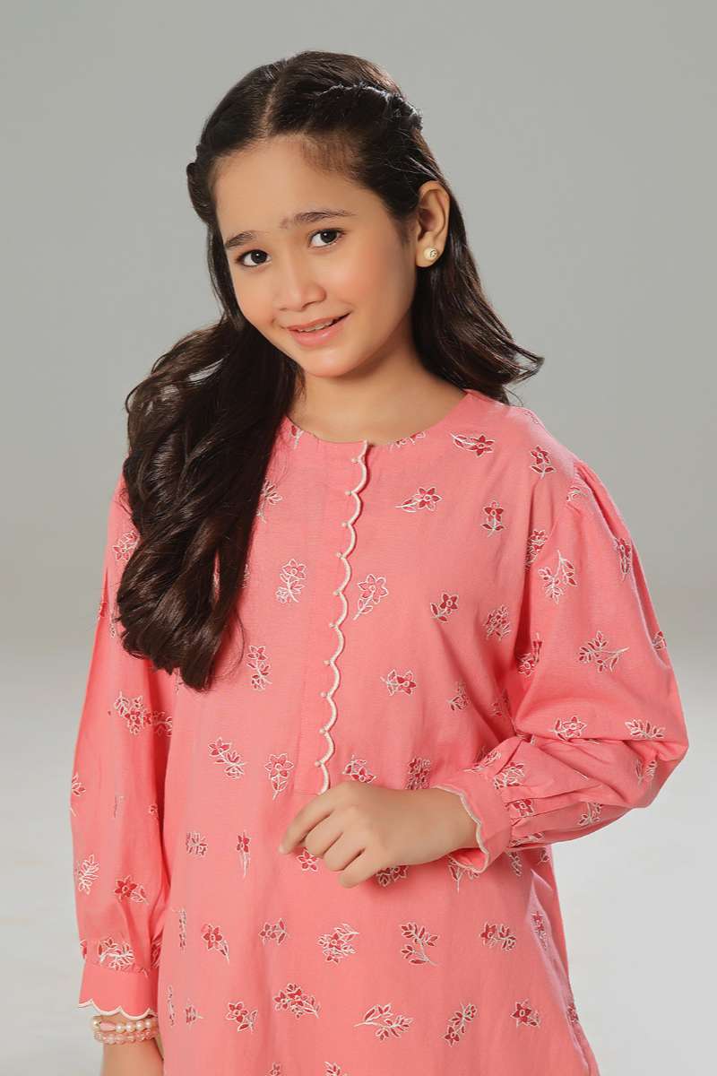 Oaks - Embroidered Pret Shirt Trouser Dobby Light Pink  - 2 Piece