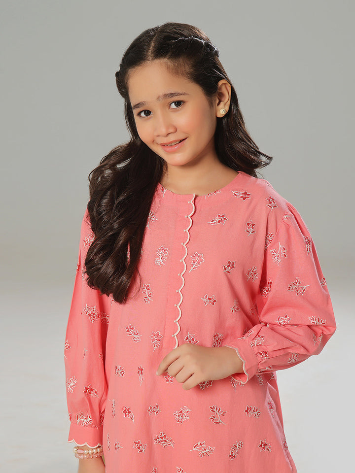 Oaks - Embroidered Pret Shirt Trouser Dobby Light Pink  - 2 Piece