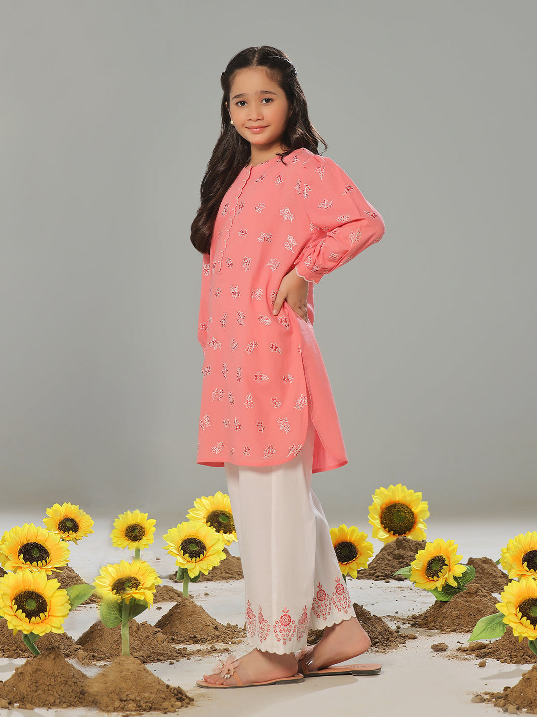 Oaks - Embroidered Pret Shirt Trouser Dobby Light Pink  - 2 Piece