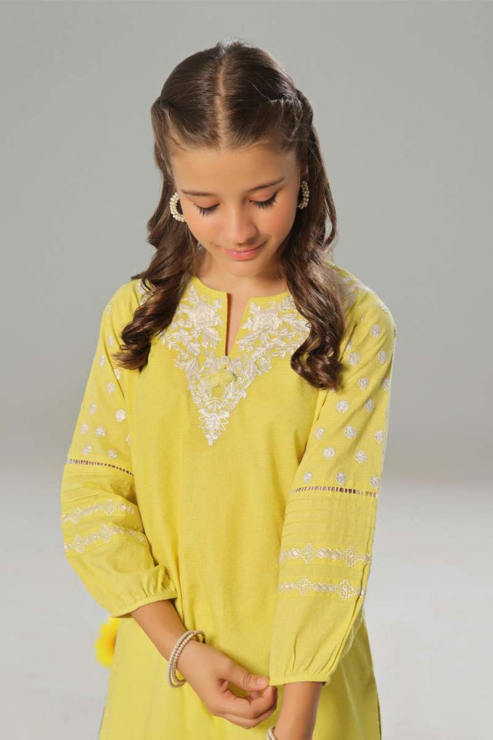 Oaks - Embroidered Pret Shirt Trouser Dobby Yellow  - 2 Piece