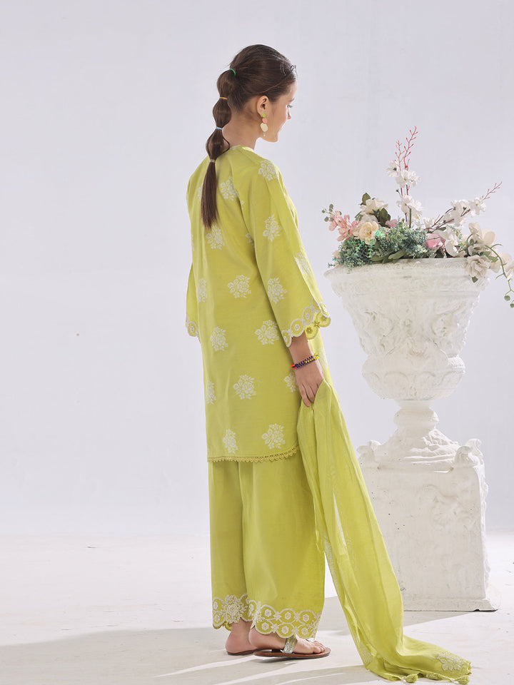 Oaks - Embroidered Suit Pret Cotton Silk Jacquard Lemon  - 3 Piece