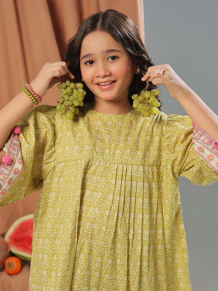 Oaks - Printed Pret Shirt Trouser Cambric Mehandi  - 2 Piece