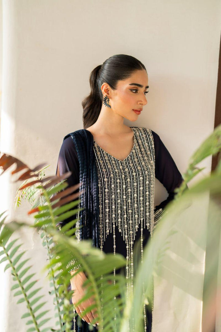 hina khawaja in Natasha Kamal - Britt - navy - Georgette lined with crepe de chin - 3 Piece