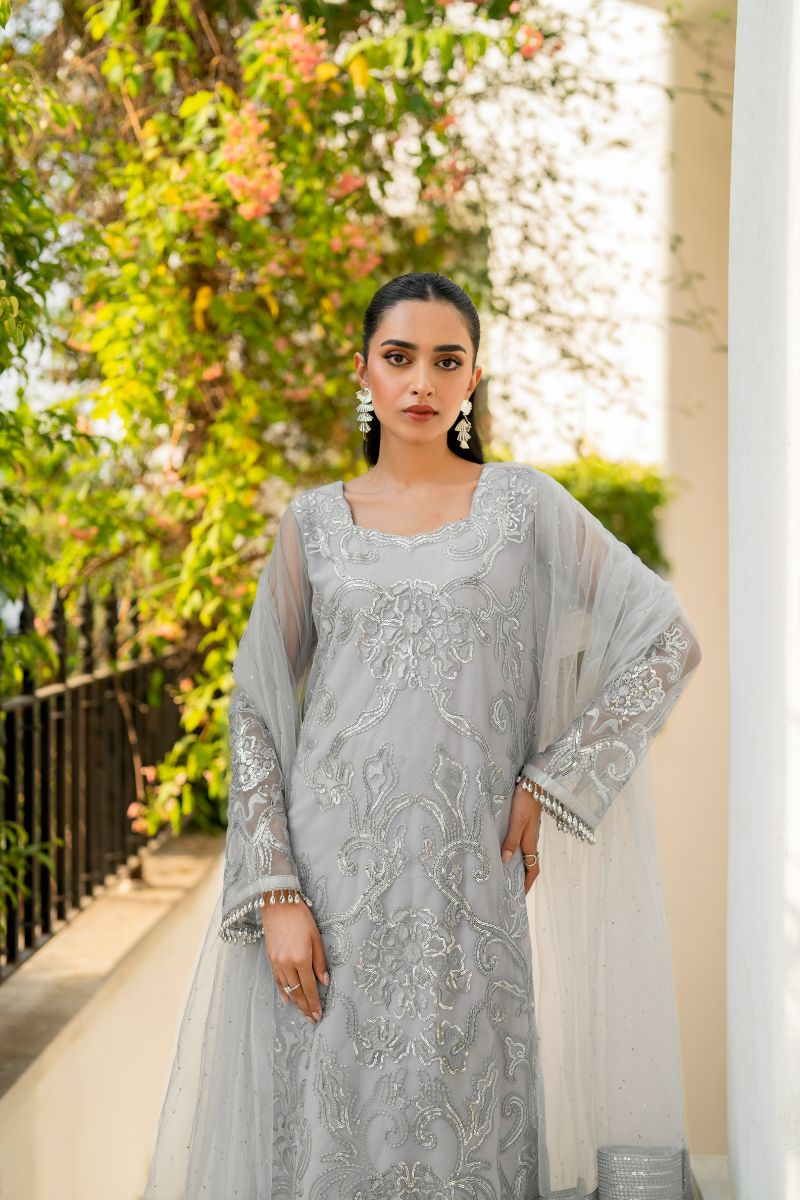 hina khawaja in Natasha Kamal - Ellie - grey sequins - Net lined with crepe de chin - 3 Piece
