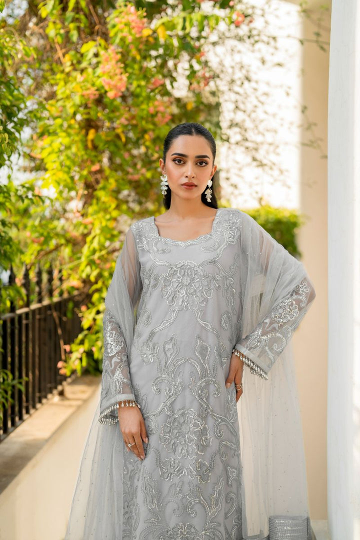 hina khawaja in Natasha Kamal - Ellie - grey sequins - Net lined with crepe de chin - 3 Piece