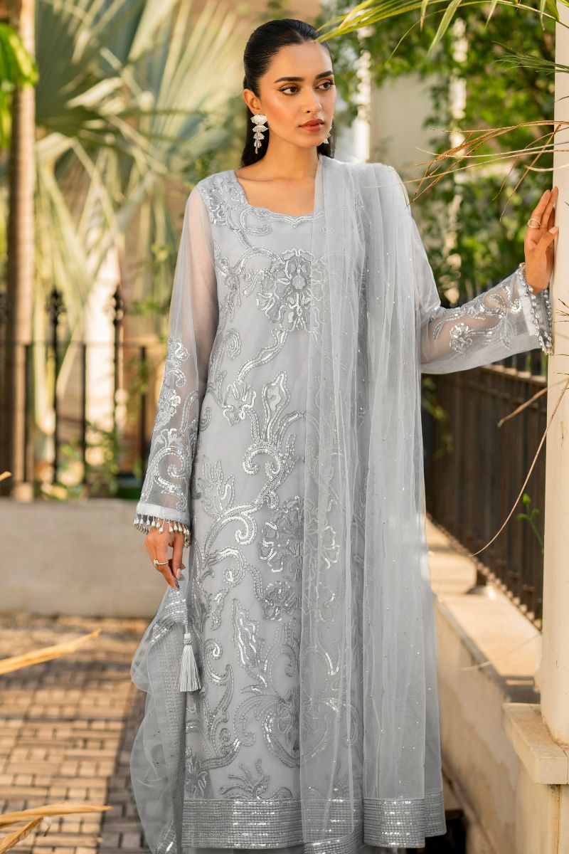 hina khawaja in Natasha Kamal - Ellie - grey sequins - Net lined with crepe de chin - 3 Piece