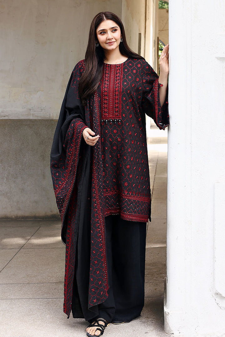 Cross Stitch - Garnet Grace - Khaddar Embroidered Suit - 3 Piece - Unstitch