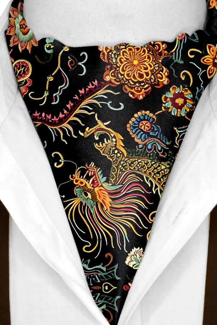 Black Wolf - JAPANESE CULTURE SILK ASCOT - Black - 1 Piece