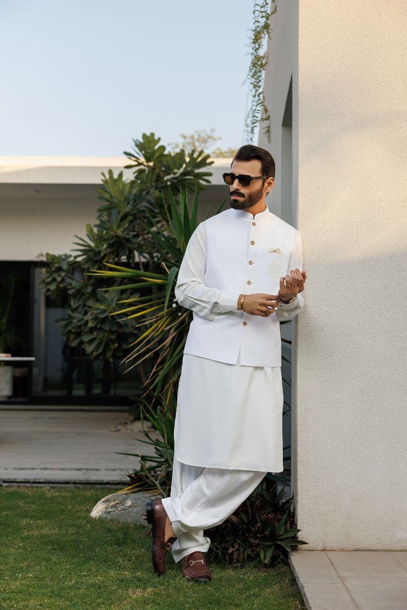 Deepak Perwani - jkt1424 & kas907 - White - 3 Piece