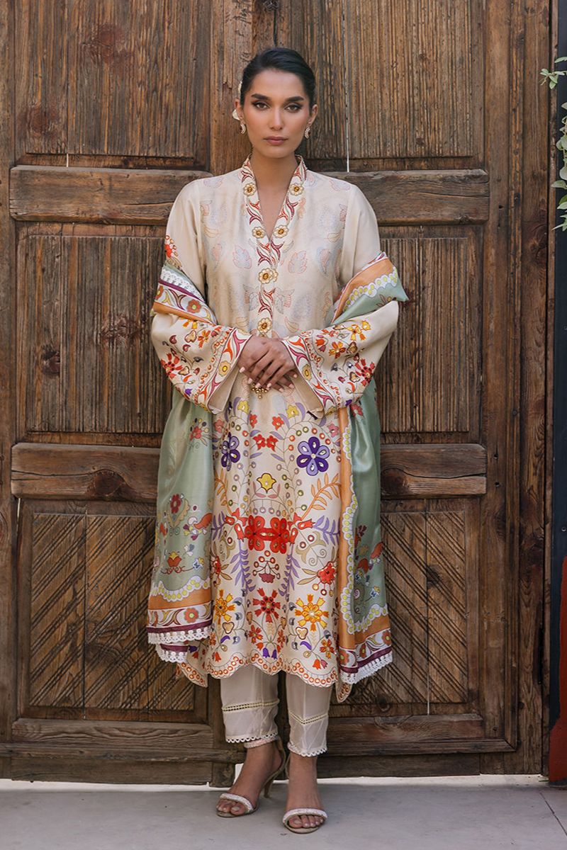 Deepak Perwani - KUD02 - Pure Silk - 3 Piece