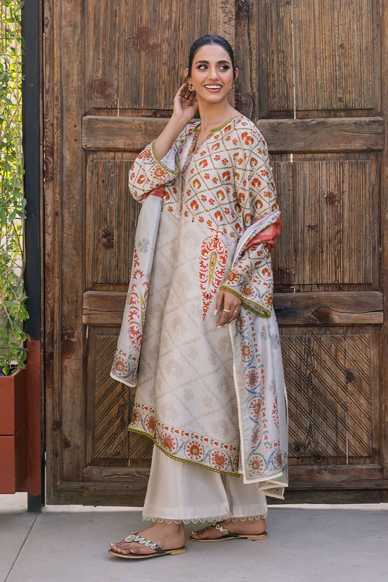 Deepak Perwani - KUD03 - Pure Silk - 3 Piece