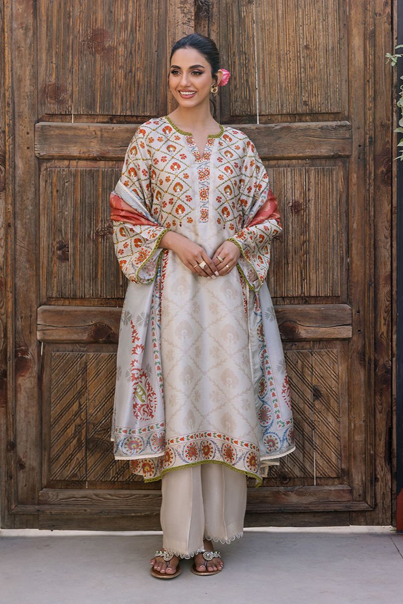 Deepak Perwani - KUD03 - Pure Silk - 3 Piece