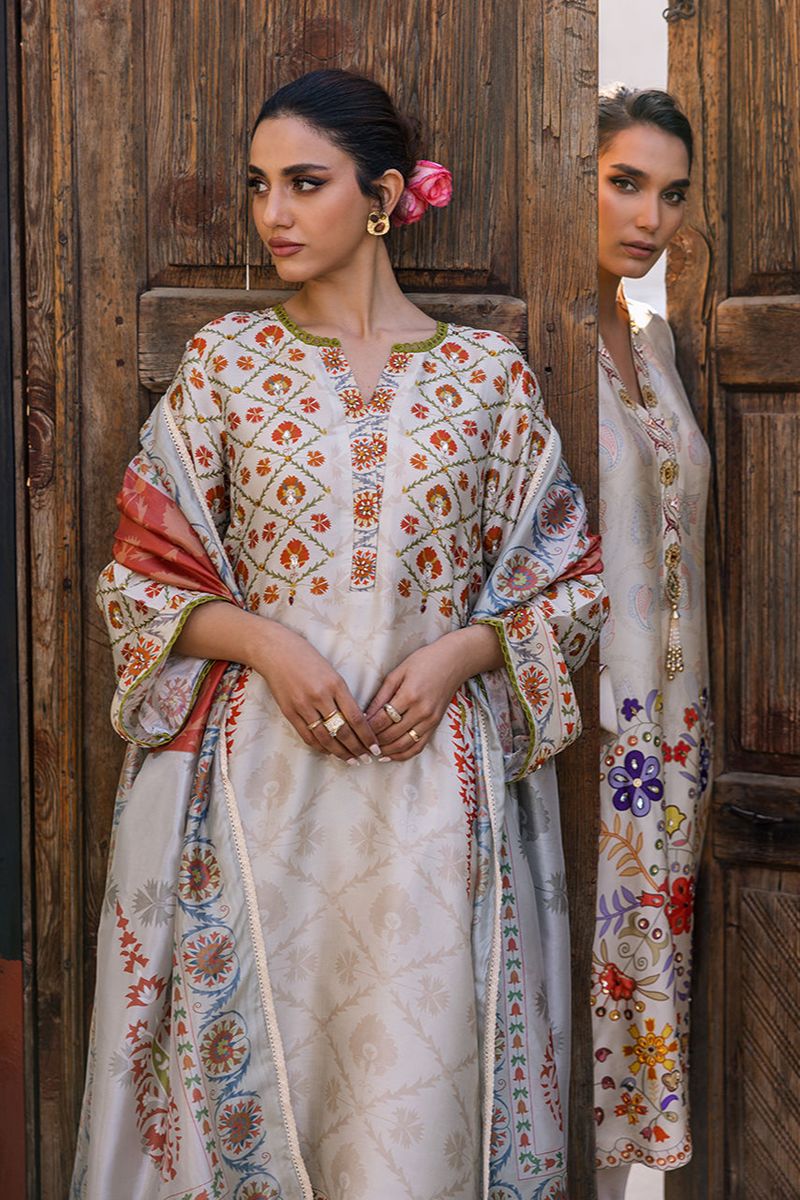 Deepak Perwani - KUD03 - Pure Silk - 3 Piece