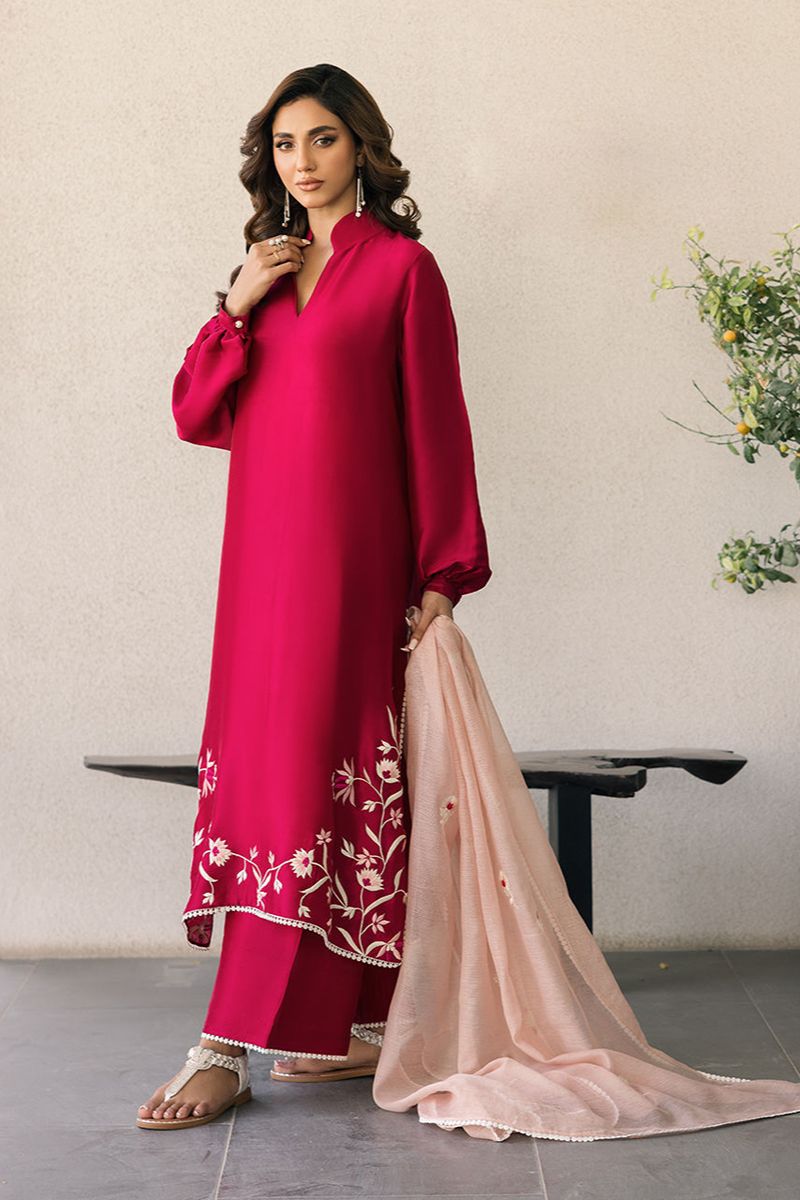 Deepak Perwani - Kut324 - Shisha Silk - Magenta - 3 Piece