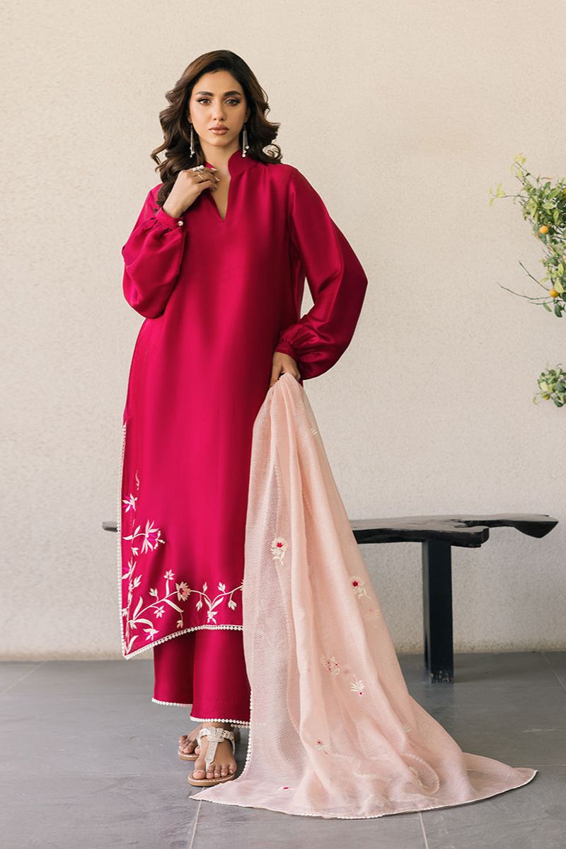 Deepak Perwani - Kut324 - Shisha Silk - Magenta - 3 Piece