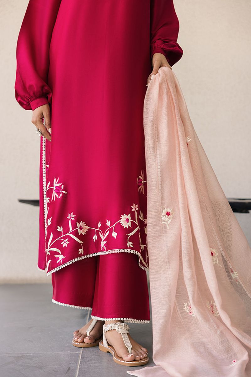 Deepak Perwani - Kut324 - Shisha Silk - Magenta - 3 Piece