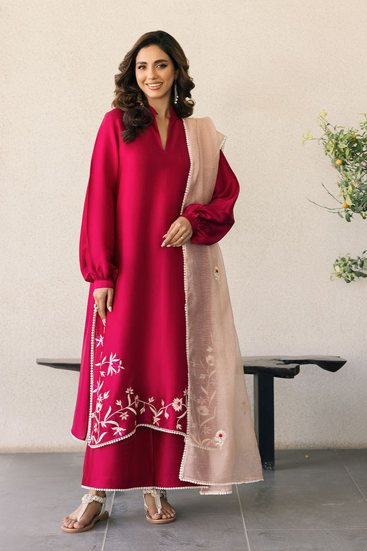 Deepak Perwani - Kut324 - Shisha Silk - Magenta - 3 Piece