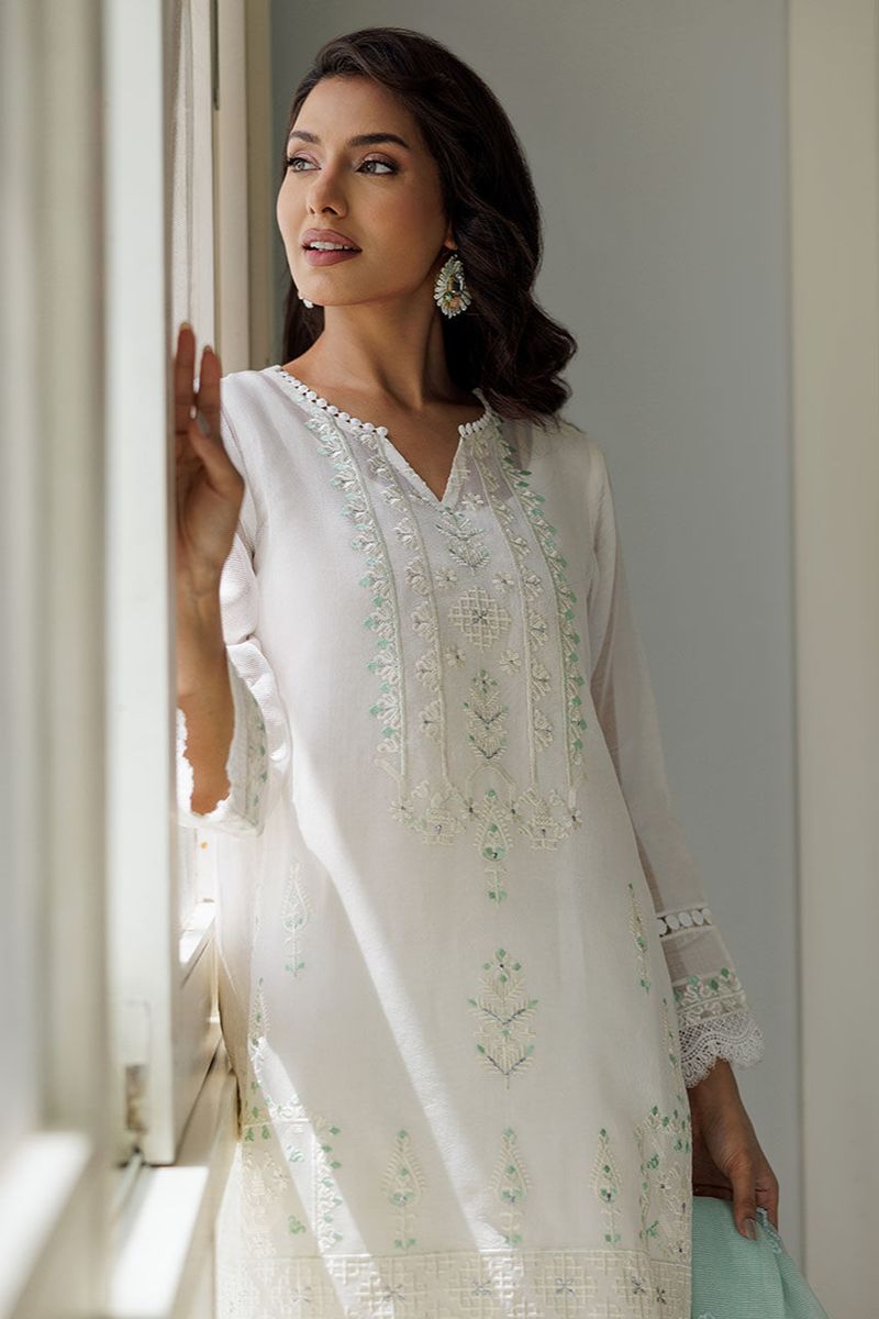 Deepak Perwani - Lilla 1 - Cotton Net - White - 3 Piece