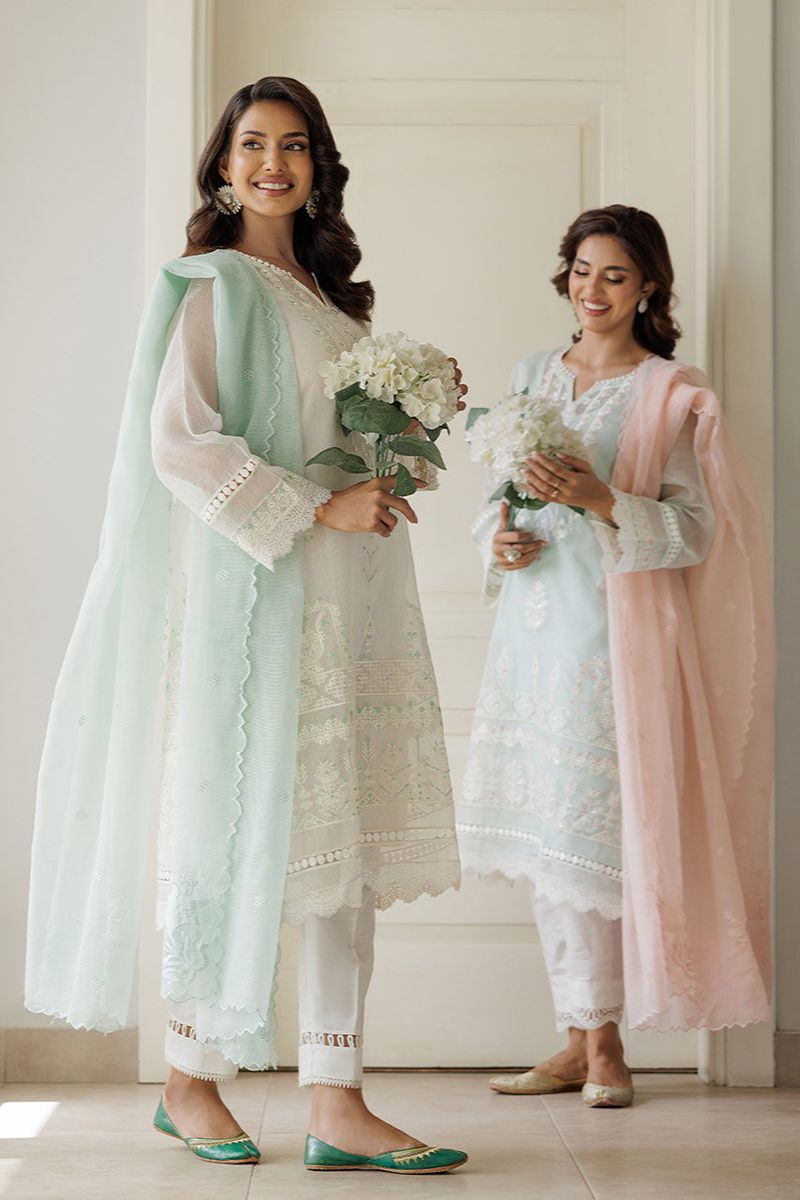 Deepak Perwani - Lilla 1 - Cotton Net - White - 3 Piece