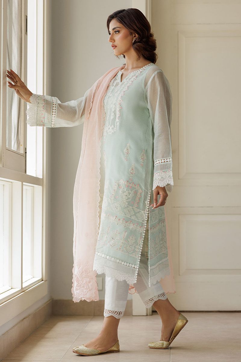 Deepak Perwani - Lilla 2 - Cotton Net - Ice Blue - 3 Piece