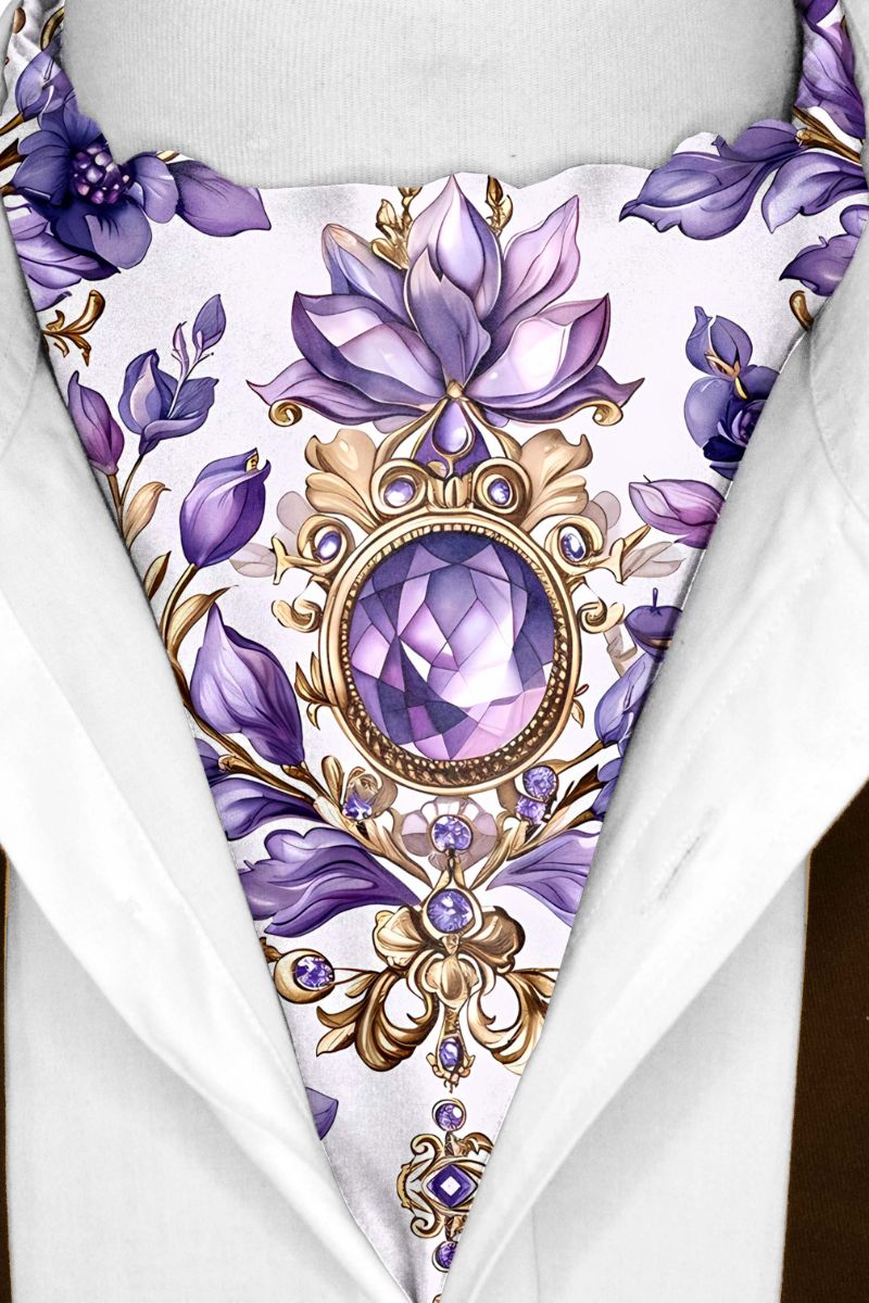 Black Wolf - LISIANTHUS FLOWERS SILK ASCOT - White - 1 Piece